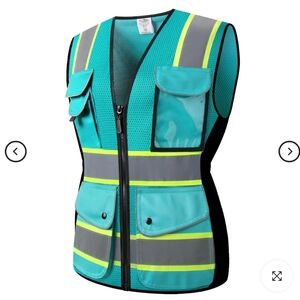 Peacock Teal Medium Reflective Hi Vis Safety Vest with Pockets